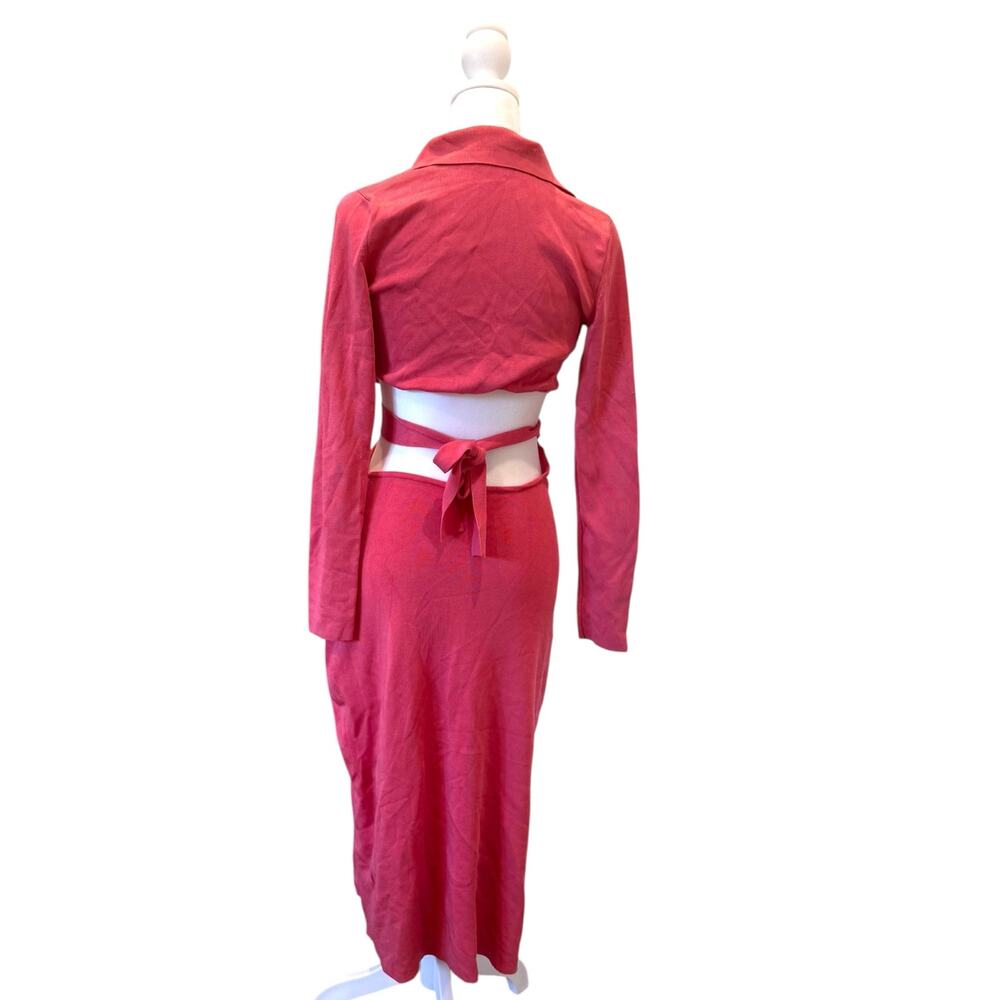 CULT GAIA Cristina Knit Cutout Wrap Midi Dress Blossom Small - Picture 6 of 8